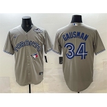 Men's Toronto Blue Jays #34 Kevin Gausman Gray 2025 World Series Cool Base Stitched Baseball Jersey