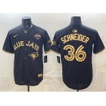 Men's Toronto Blue Jays #36 Davis Schneider Black Gold 2025 American League Champions Limited Stitched Baseball Jersey