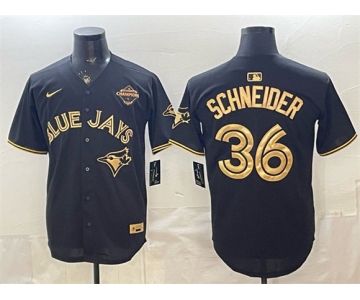 Men's Toronto Blue Jays #36 Davis Schneider Black Gold 2025 American League Champions Limited Stitched Baseball Jersey