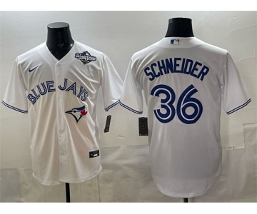 Men's Toronto Blue Jays #36 Davis Schneider White 2025 World Series Home Cool Base Stitched Baseball Jersey