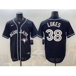 Men's Toronto Blue Jays #38 Nathan Lukes 2026 Fashion Replica Black Out Stitched Baseball Jersey Men's Toronto Blue Jays #38 Nathan Lukes 2026 Fashion Replica Black Out Stitched Baseball Jersey