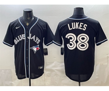 Men's Toronto Blue Jays #38 Nathan Lukes 2026 Fashion Replica Black Out Stitched Baseball Jersey