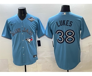 Men's Toronto Blue Jays #38 Nathan Lukes Blue 2025 World Series Cool Base Stitched Baseball Jersey