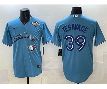 Men's Toronto Blue Jays #39 Trey Yesavage Blue 2025 World Series Home Cool Base Stitched Baseball Jersey