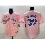 Men's Toronto Blue Jays #39 Trey Yesavage Pink 50 Seasons Patch Stitched Baseball Jersey Men's Toronto Blue Jays #39 Trey Yesavage Pink 50 Seasons Patch Stitched Baseball Jersey