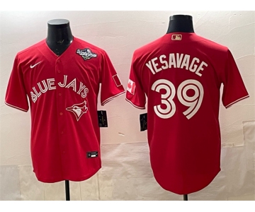 Men's Toronto Blue Jays #39 Trey Yesavage Red 2025 World Series Cool Base Stitched Baseball Jersey