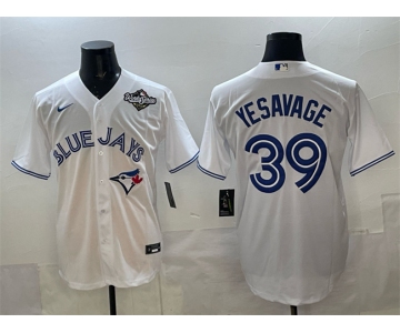 Men's Toronto Blue Jays #39 Trey Yesavage White 2025 World Series Home Cool Base Stitched Baseball Jersey