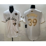 Men's Toronto Blue Jays #39 Trey Yesavage White Gold 2025 American League Champions Limited Stitched Jersey Men's Toronto Blue Jays #39 Trey Yesavage White Gold 2025 American League Champions Limited Stitched Jersey