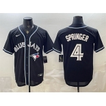 Men's Toronto Blue Jays #4 George Springer 2026 Fashion Replica Black Out Stitched Baseball Jersey Men's Toronto Blue Jays #4 George Springer 2026 Fashion Replica Black Out Stitched Baseball Jersey