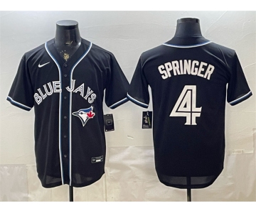 Men's Toronto Blue Jays #4 George Springer 2026 Fashion Replica Black Out Stitched Baseball Jersey