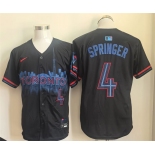 Men's Toronto Blue Jays #4 George Springer Navy 2024 City Connect Limited Stitched Baseball Jersey Men's Toronto Blue Jays #4 George Springer Navy 2024 City Connect Limited Stitched Baseball Jersey