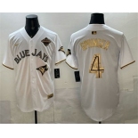 Men's Toronto Blue Jays #4 George Springer White Gold 2025 American League Champions Limited Stitched Jersey