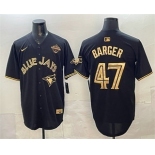 Men's Toronto Blue Jays #47 Addison Barger Black Gold 2025 American League Champions Limited Stitched Jersey