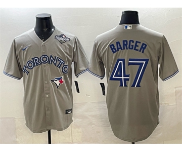 Men's Toronto Blue Jays #47 Addison Barger Gray 2025 World Series Cool Base Stitched Baseball Jersey