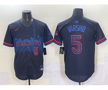 Men's Toronto Blue Jays #5 Daulton Varsho Navy 2024 City Connect Limited Stitched Baseball Jersey