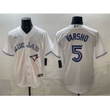 Men's Toronto Blue Jays #5 Daulton Varsho White 2025 Cool Base Stitched Baseball Jersey