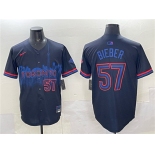 Men's Toronto Blue Jays #57 Shane Bieber Navy 2024 City Connect Limited Stitched Baseball Jersey Men's Toronto Blue Jays #57 Shane Bieber Navy 2024 City Connect Limited Stitched Baseball Jersey