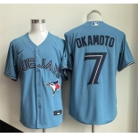 Men's Toronto Blue Jays #7 Kazuma Okamoto Blue Limited Stitched Baseball Jersey Men's Toronto Blue Jays #7 Kazuma Okamoto Blue Limited Stitched Baseball Jersey