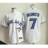 Men's Toronto Blue Jays #7 Kazuma Okamoto White Home Limited Stitched Baseball Jersey Men's Toronto Blue Jays #7 Kazuma Okamoto White Home Limited Stitched Baseball Jersey