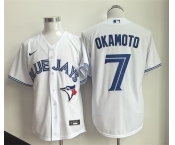 Men's Toronto Blue Jays #7 Kazuma Okamoto White Home Limited Stitched Baseball Jersey Men's Toronto Blue Jays #7 Kazuma Okamoto White Home Limited Stitched Baseball Jersey