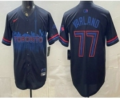 Men's Toronto Blue Jays #77 Louis Varland Black City Limited Jersey Men's Toronto Blue Jays #77 Louis Varland Black City Limited Jersey