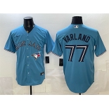 Men's Toronto Blue Jays #77 Louis Varland Blue Stitched Baseball Jersey Men's Toronto Blue Jays #77 Louis Varland Blue Stitched Baseball Jersey