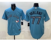 Men's Toronto Blue Jays #77 Louis Varland Blue Stitched Baseball Jersey Men's Toronto Blue Jays #77 Louis Varland Blue Stitched Baseball Jersey