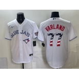 Men's Toronto Blue Jays #77 Louis Varland White 2026 USA 250 Fourth of July Stitched Baseball Jersey Men's Toronto Blue Jays #77 Louis Varland White 2026 USA 250 Fourth of July Stitched Baseball Jersey