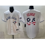 Men's Toronto Blue Jays #84 Dylan Cease White 2026 USA 250 Fourth of July Stitched Baseball Jersey Men's Toronto Blue Jays #84 Dylan Cease White 2026 USA 250 Fourth of July Stitched Baseball Jersey