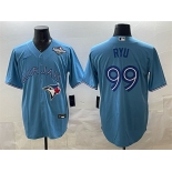 Men's Toronto Blue Jays #99 Hyun-jin Ryu Blue 2025 World Series Cool Base Stitched Baseball Jersey Men's Toronto Blue Jays #99 Hyun-jin Ryu Blue 2025 World Series Cool Base Stitched Baseball Jersey