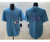 Men's Toronto Blue Jays #99 Hyun-jin Ryu Blue 2025 World Series Cool Base Stitched Baseball Jersey Men's Toronto Blue Jays #99 Hyun-jin Ryu Blue 2025 World Series Cool Base Stitched Baseball Jersey