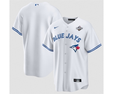 Men's Toronto Blue Jays Blank White 2025 World Series Home Cool Base Stitched Baseball Jersey
