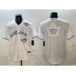 Men's Toronto Blue Jays & Leafs White 2025 World Series With White Leafs Logo Cool Base Stitched Baseball Jersey Men's Toronto Blue Jays & Leafs White 2025 World Series With White Leafs Logo Cool Base Stitched Baseball Jersey