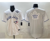 Men's Toronto Blue Jays & Leafs White 2025 World Series With White Leafs Logo Cool Base Stitched Baseball Jersey Men's Toronto Blue Jays & Leafs White 2025 World Series With White Leafs Logo Cool Base Stitched Baseball Jersey