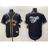 Men's Toronto Blue Jays Team Big Logo Black Gold Cool Base Stitched Jersey Men's Toronto Blue Jays Team Big Logo Black Gold Cool Base Stitched Jersey
