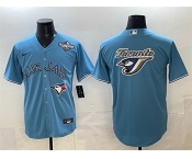 Men's Toronto Blue Jays Team Big Logo Blue 2025 World Series Home Cool Base Stitched Baseball Jersey Men's Toronto Blue Jays Team Big Logo Blue 2025 World Series Home Cool Base Stitched Baseball Jersey