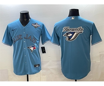 Men's Toronto Blue Jays Team Big Logo Blue 2025 World Series Home Cool Base Stitched Baseball Jersey