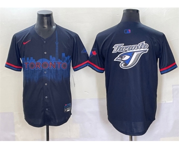 Men's Toronto Blue Jays Team Big Logo Navy 2024 City Connect Limited Stitched Baseball Jersey