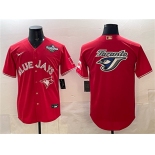 Men's Toronto Blue Jays Team Big Logo Red 2025 World Series Home Cool Base Stitched Baseball Jersey Men's Toronto Blue Jays Team Big Logo Red 2025 World Series Home Cool Base Stitched Baseball Jersey