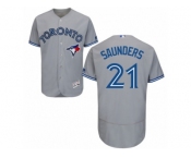 Toronto Blue Jays #21 Michael Saunders Grey Flexbase Authentic Collection MLB Jersey Toronto Blue Jays #21 Michael Saunders Grey Flexbase Authentic Collection MLB Jersey