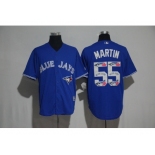 Toronto Blue Jays #55 Russell Martin Blue Team Logo Print Cool Base Stitched Baseball Jersey Toronto Blue Jays #55 Russell Martin Blue Team Logo Print Cool Base Stitched Baseball Jersey