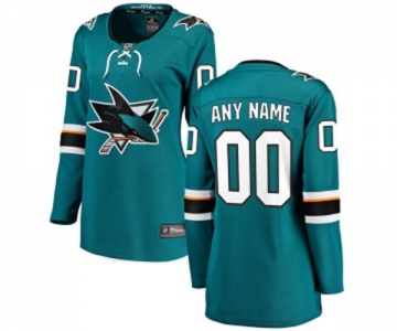 Women San Jose Sharks Customized Fanatics Branded Teal Green Home Breakaway NHL Jersey