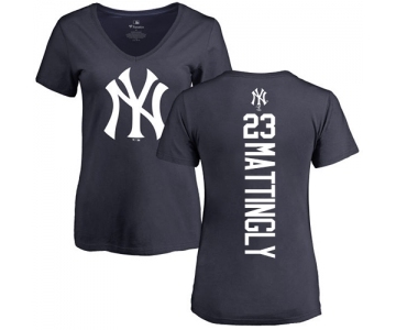 MLB Women's Nike New York Yankees #23 Don Mattingly Navy Blue Backer T-Shirt