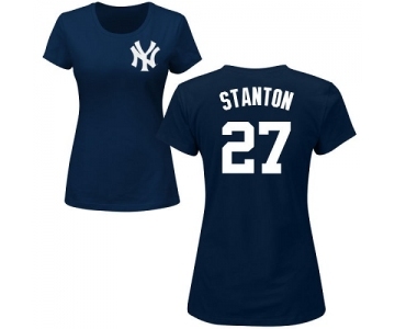 MLB Women's Nike New York Yankees #27 Giancarlo Stanton Navy Blue Name & Number T-Shirt