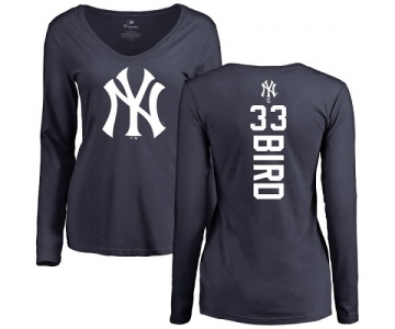 MLB Women's Nike New York Yankees #33 Greg Bird Navy Blue Backer Long Sleeve T-Shirt