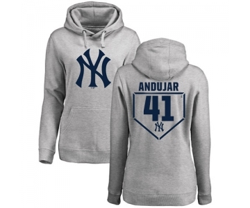 Baseball Women's New York Yankees #41 Miguel Andujar Gray RBI Pullover Hoodie