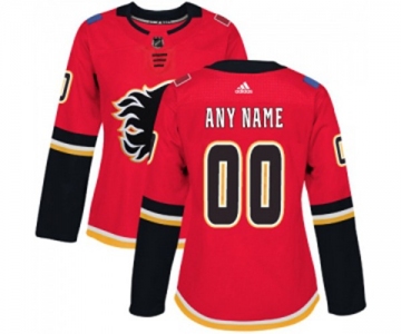 Women Calgary Flames Customized Authentic Red Home Hockey Jersey