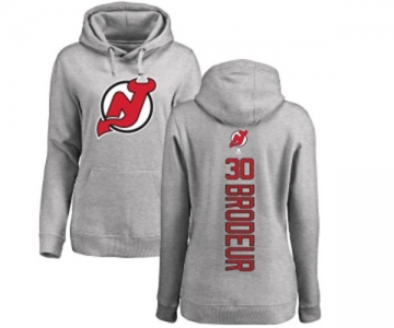 Hockey Women New Jersey Devils #30 Martin Brodeur Ash Backer Pullover Hoodie