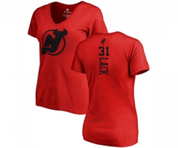 Hockey Women New Jersey Devils #31 Eddie Lack Red One Color Backer T-Shirt