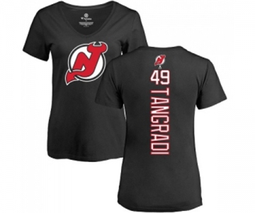 Hockey Women New Jersey Devils #49 Eric Tangradi Black Backer T-Shirt